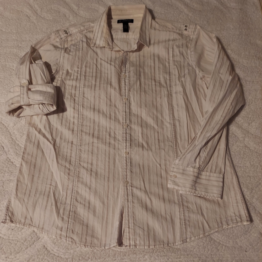 INC International Concepts Men's White Striped Shirt